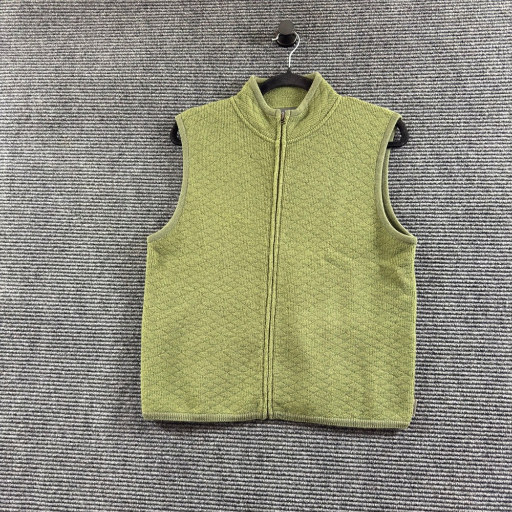 Woolrich Wool Vest Size M Ivy Green Quilted Full Zip Gorpcore Layering 9702 Flaw